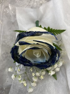 Dark Blue Tipped Rose Boutonniere