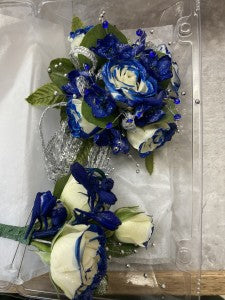 Tipped Rose Wrist Corsage and Boutonniere