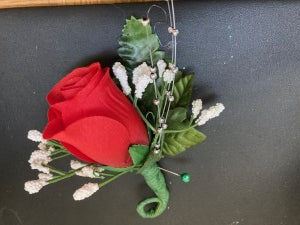 Silk Single Red Rose Boutonniere