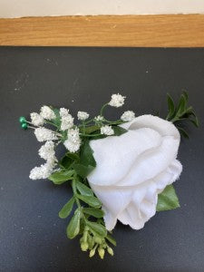 Silk Single White Rose Boutonniere