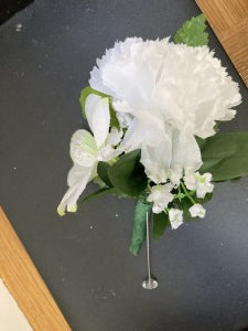 Silk White Carnation Boutonniere