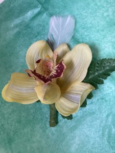 Silk Yellow Orchid Boutonniere