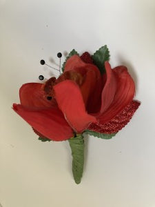 Silk Red Orchid Boutonniere