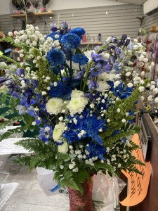 Blue and White Hand Held Bouquet