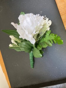 Silk Single White Carnation Boutonniere